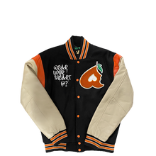 Load image into Gallery viewer, Heart Big Orange Varsity Jacket