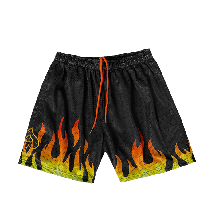 Heart Flame Mesh Shorts