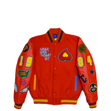 Load image into Gallery viewer, Heart Patch Varsity Jacket (Red)