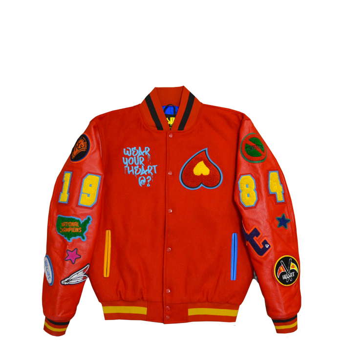 Heart Patch Varsity Jacket (Red)